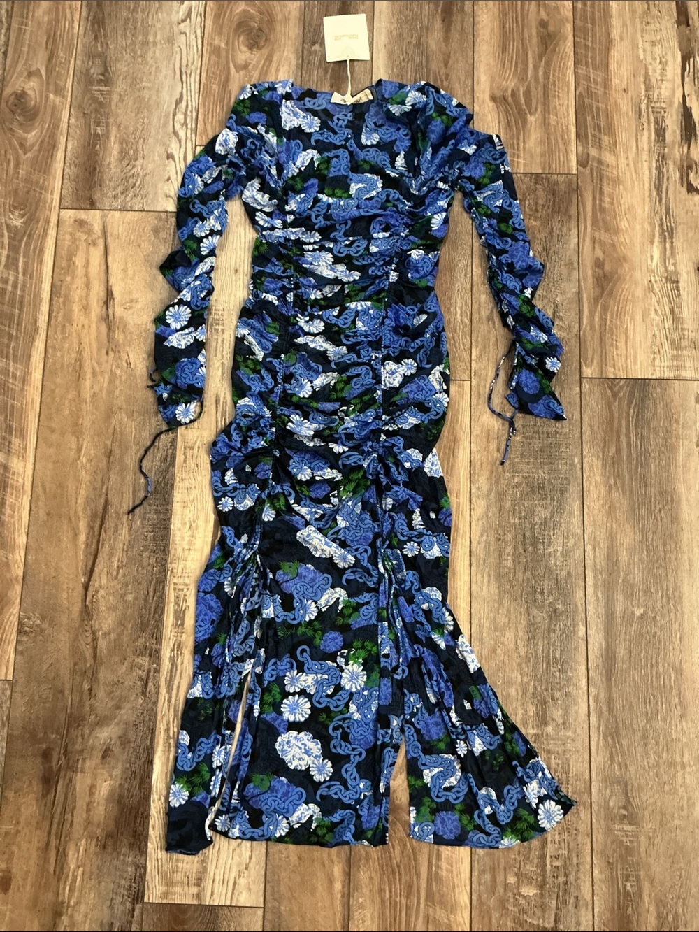 NWT Diane Von Furstenberg Corinne Dragon Dance Dress Blue Floral Print XL - Picture 11 of 11